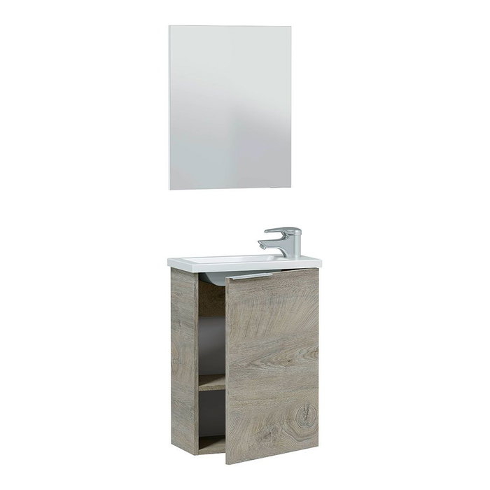Forés/Arkit Mueble de salle de bain compact Roble Alaska 40 cm avec lavabo résine et miroir Forés/Arkit Mueble de salle de bain compact Roble Alaska 40 cm avec lavabo résine et miroir