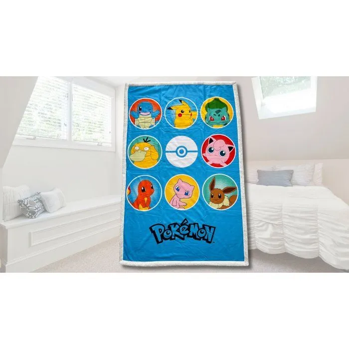 Pokemon Plaid Sherpa - Pokedex - 100 x 150 cm