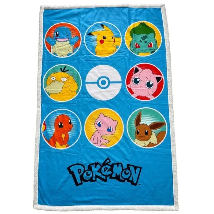 Pokemon Plaid Sherpa - Pokedex - 100 x 150 cm