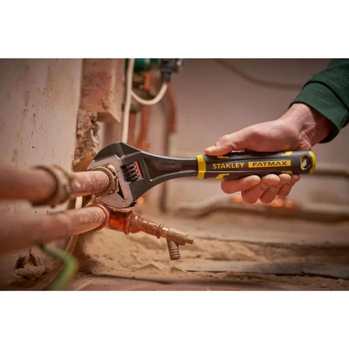 Stanley Fatmax Clé à Molette à Réglage Rapide 250 mm, Mâchoires à 15°, Échelles Métriques/Impériales, avec Trou de Suspension - Référence FMHT13127-0