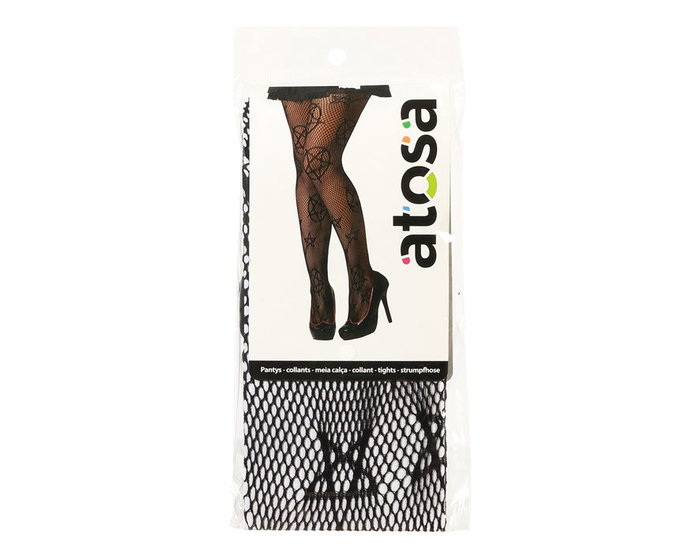 Atosa Collants résille noirs avec étoiles et cercles pour look mystique