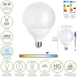 MAURER Ampoule LED Globo E27 20W 6500K
