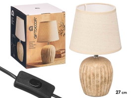 Giftdecor Lampe Vieillie Rayures Verticales 27 cm Céramique Tissu Marron (Set de 8)