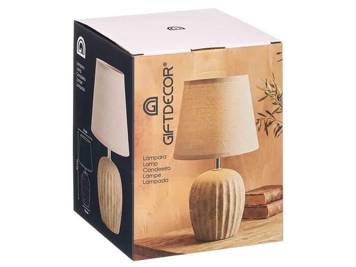 Giftdecor Lampe Vieillie Rayures Verticales 27 cm Céramique Tissu Marron (Set de 8)