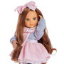 Berjuan 5824-22 Poupée articulée Eva aux cheveux roux avec jupe rose et pull en laine gris