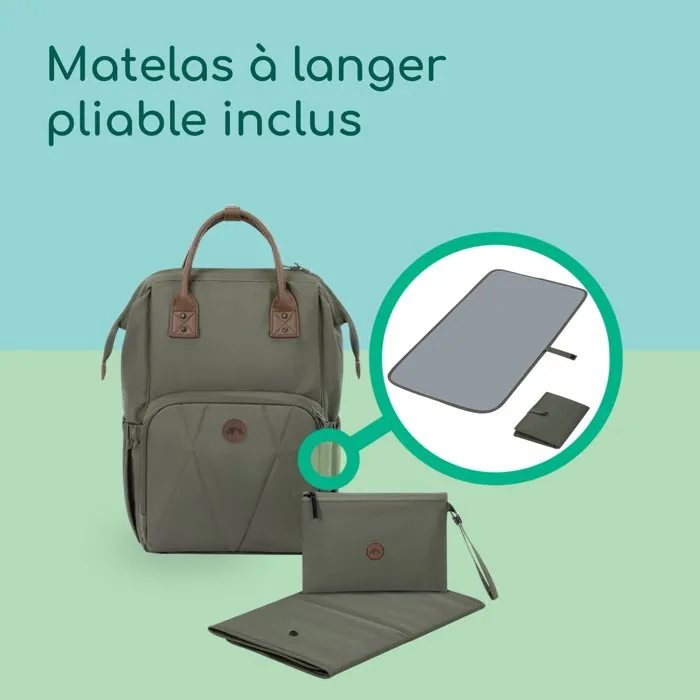Bebeconfort Sac à dos à langer Mineral Green avec matelas inclus