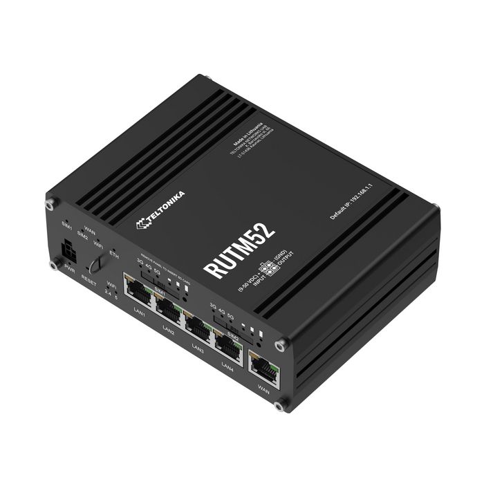 Teltonika Networks RUTM52 Routeur 5G LTE Dual Modem (UE) avec Ports Gigabit Ethernet, Wi-Fi 5, eSIM et Double SIM
