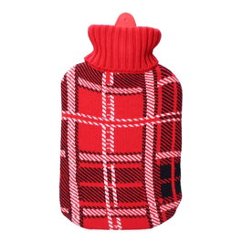 Edm Bouillotte 2L Modèle Écossais Rouge avec Housse en Laine