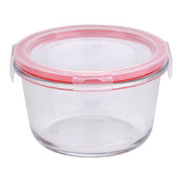 San Ignacio Boîte hermétique en verre borosilicate Toledo 500 ml, ronde, 12,5 x 7 cm, avec 4 fermetures, compatible micro-ondes et lave-vaisselle