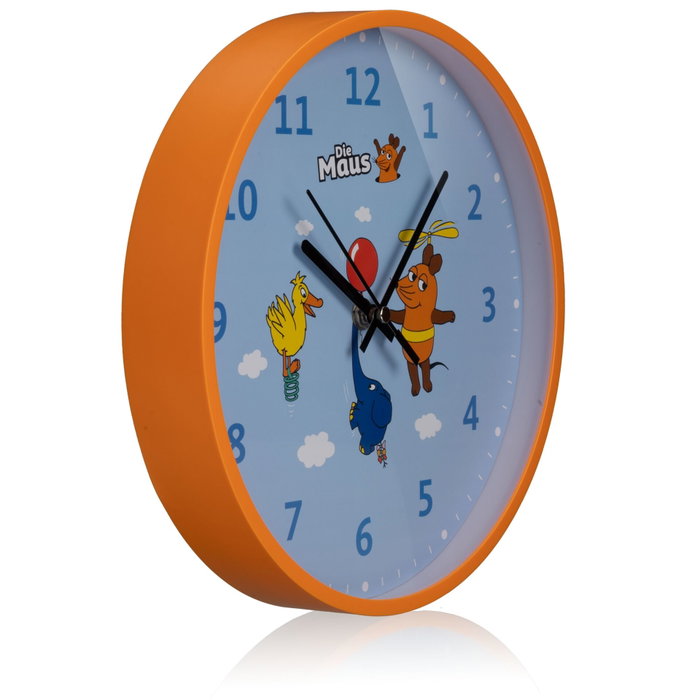 DieMaus Horloge murale pour enfants Souris, Éléphant et Canard - Bleu