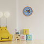 DieMaus Horloge murale pour enfants Souris, Éléphant et Canard - Bleu