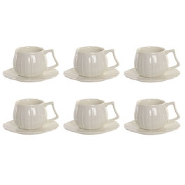 Jeu de 6 tasses avec plat Home ESPRIT Blanc Porcelaine 120 ml