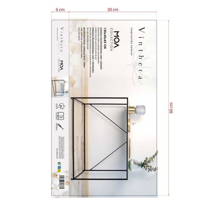 Table d'appoint Vinthera Moa Noir Beige 120 x 85 x 40 cm