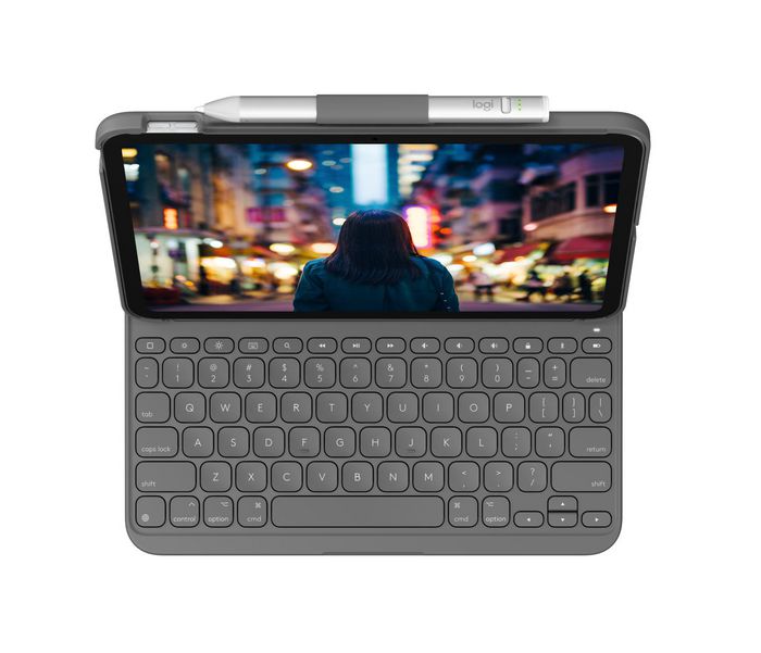 Logitech Slim Folio pour iPad (10e génération) - Oxford Grey - QWERTY