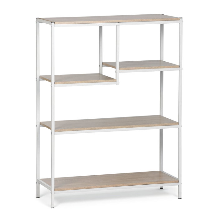 MobleKit Étagère Blanc Marron Bois Métal 75 x 30 x 100 cm MobleKit Étagère Blanc Marron Bois Métal 75 x 30 x 100 cm