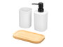 Berilo Set Dosificateur Verre Base Bambou Blanc 16,5x18x9 cm (Set de 12)