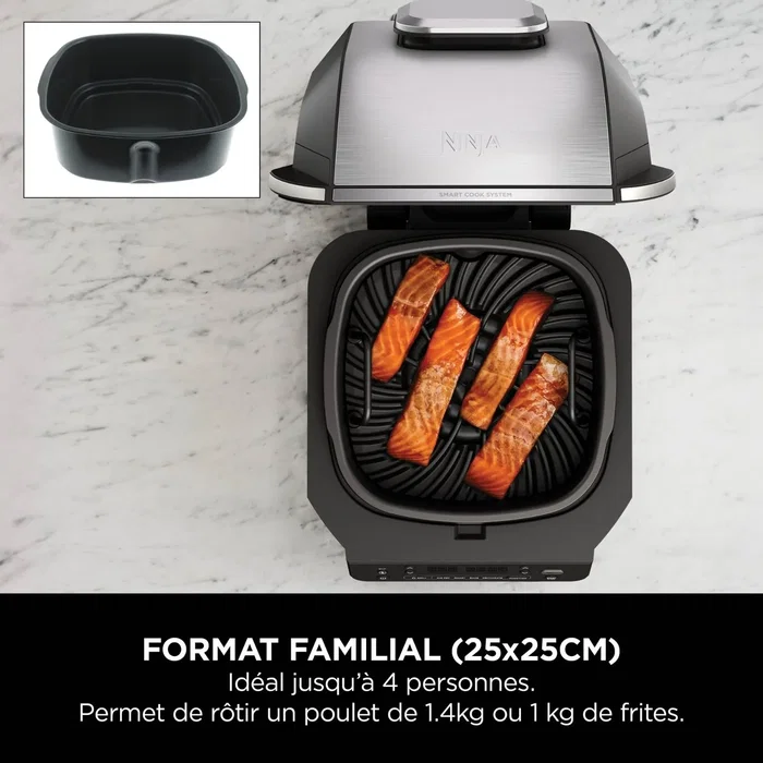 Ninja EG351EU - Gril et friteuse sans huile 5-en-1 - 5,7L - 5 programmes de cuisson (Grill, Rôtir, Four, Déshydrater, Friture) - Thermosonde - 1760W