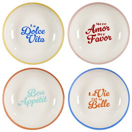 Home Deco Factory Lot de 4 plats creux 20 cm - Modèles assortis