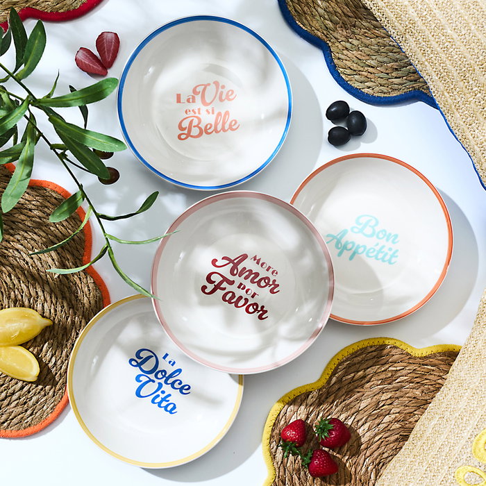 Home Deco Factory Lot de 4 plats creux 20 cm - Modèles assortis