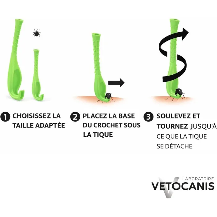 Vetocanis Crochet à tiques pour chien et chat - Sans produits chimiques - Facile à utiliser