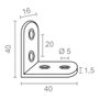 Edm Angle de renfort modèle AN24, 40 x 40 x 16 mm, 4 unités