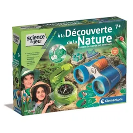 Clementoni - À la Découverte de la Nature - Coffret d'Exploration Scientifique - Boussole, Jumelles et Moulage d'Empreintes - Jeu Éducatif