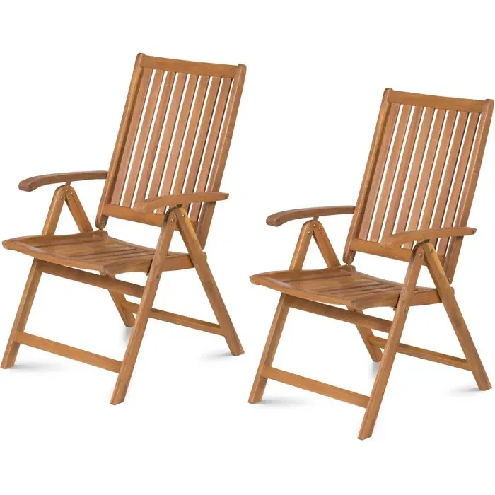 Fieldmann FDZN 4001-T Chaise de jardin réglable en bois d'acacia tropical, dossier ajustable 5 positions, pliable, pour intérieur et extérieur, capacité 120 kg Fieldmann FDZN 4001-T Chaise de jardin réglable en bois d'acacia tropical, dossier ajustable 5 positions, pliable, pour intérieur et extérieur, capacité 120 kg