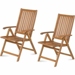 Fieldmann FDZN 4001-T Chaises de jardin réglables en bois d'acacia - Lot de 2