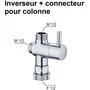 Edouard Rousseau Inverseur et connecteur de douche standard en laiton chromé pour colonne et flexible - avec joints