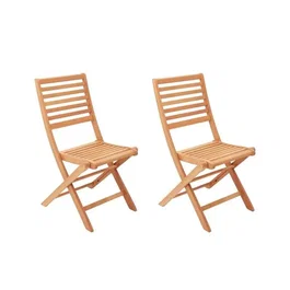 EDEN - Lot de 2 chaises de jardin pliantes en bois d'eucalyptus FSC - Confortables et faciles à ranger - 57,5 x 46,5 x H90 cm