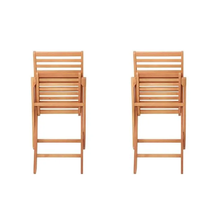 EDEN - Lot de 2 chaises de jardin pliantes en bois d'eucalyptus FSC - Confortables et faciles à ranger - 57,5 x 46,5 x H90 cm