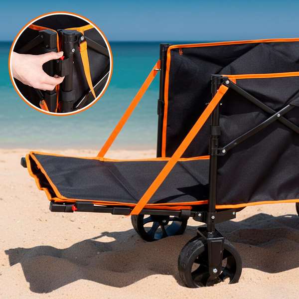 Color Baby Aktive Chariot de plage pliable XXL avec porte et roues Color Baby Aktive Chariot de plage pliable XXL avec porte et roues