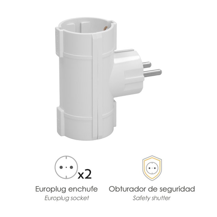 WOLFPACK LINEA PROFESIONAL Adaptateur Double Schuko 16 A 250 V Blanc