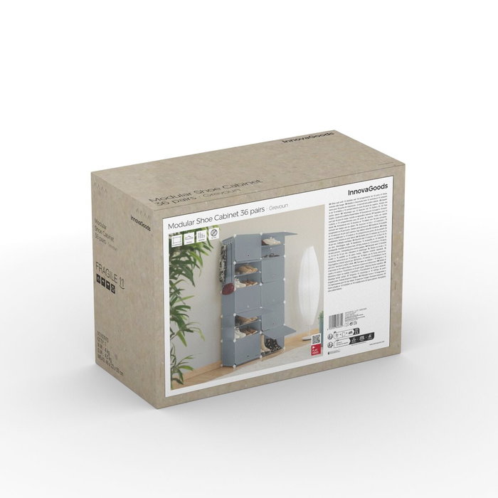 Rangement Modulaire Portable pour Chaussures InnovaGoods Gris 28 paires