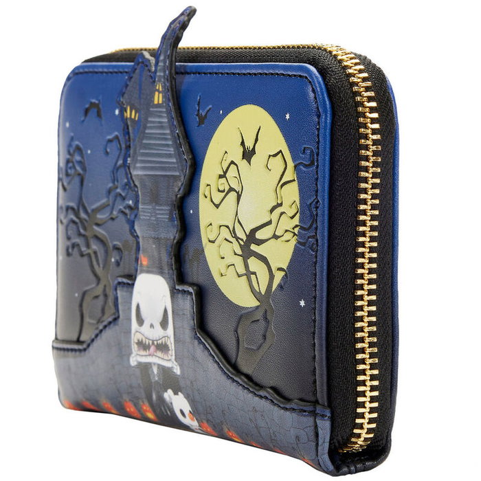 Loungefly Portefeuille à fermeture éclair Jack Skellington - L'Étrange Noël de Monsieur Jack (Nightmare Before Christmas) - Cuir vegan - 15x10 cm