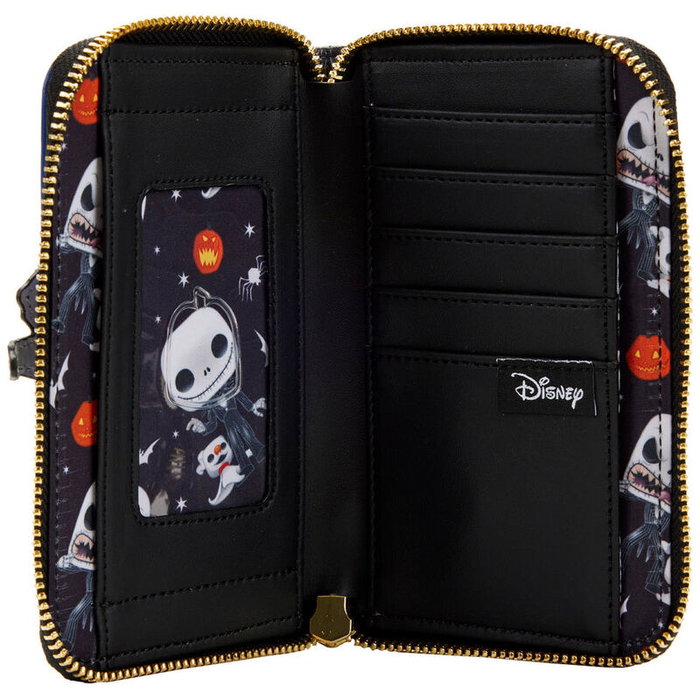 Loungefly Portefeuille à fermeture éclair Jack Skellington - L'Étrange Noël de Monsieur Jack (Nightmare Before Christmas) - Cuir vegan - 15x10 cm