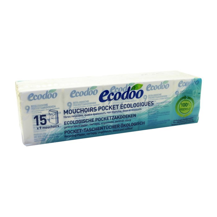 ECODOO Mouchoirs de poche triple épaisseur 15 unités ECODOO Mouchoirs de poche triple épaisseur 15 unités