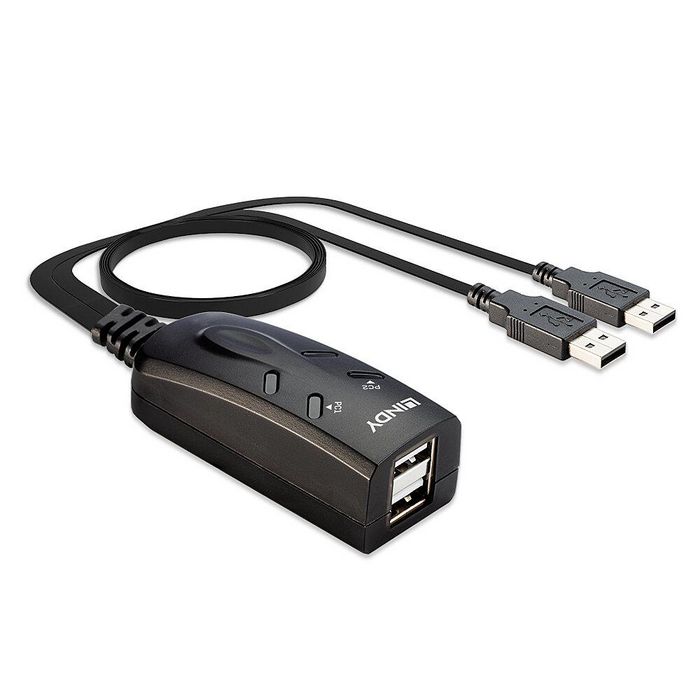Lindy Switch KM USB 2 Ports - Commutateur KM pour clavier et souris avec câbles intégrés