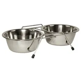 Kerbl Support double à gamelles pour chien - 2 écuelles en inox de 900 ml chacune