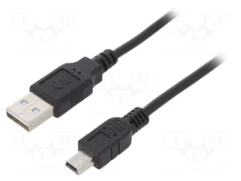 DIGITUS Câble USB 2.0 de 1m, USB A vers USB B mini, noir