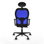 Piqueras y Crespo Chaise de Bureau Jorquera avec Appui-tête Brun foncé et Bleu