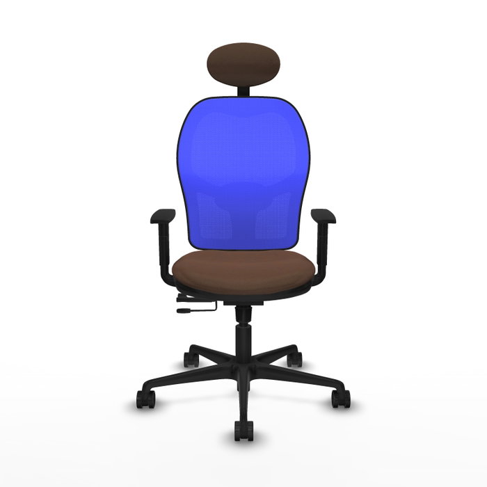 Piqueras y Crespo Chaise de Bureau Jorquera avec Appui-tête Brun foncé et Bleu Piqueras y Crespo Chaise de Bureau Jorquera avec Appui-tête Brun foncé et Bleu