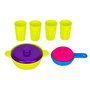 Tachan Set de Vaisselle de Cuisine pour Enfant en Plastique - 6 Pièces avec 4 Verres et 2 Casseroles - Jeu d'Imitation Développement Créatif - Recommandé à Partir de 3 Ans