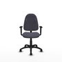 Chaise de bureau Algarra avec mécanisme Contact permanent de base, rembourrée de tissu gris foncé. Équipée d'une base en polyamide noir, d'accoudoirs 1D et de roulettes pour parquet