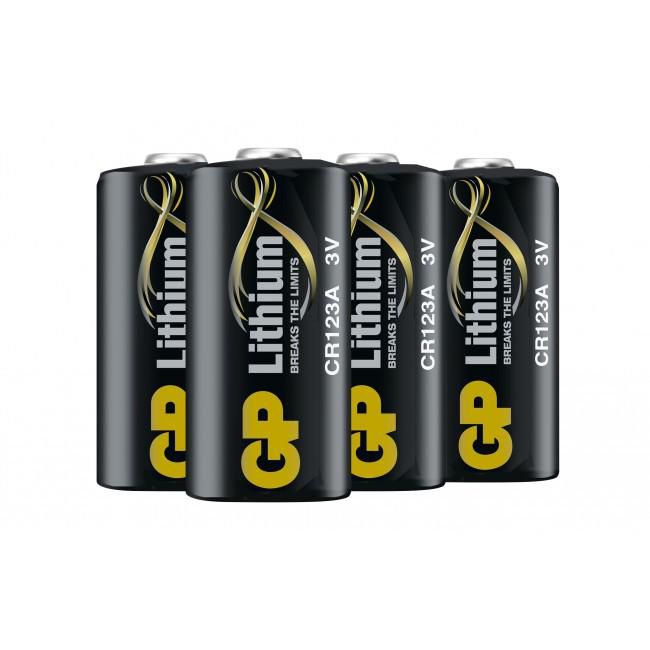 GP CR123A Batterie Lithium 4 U, pile haute performance pour appareils intelligents, détecteurs de fumée, lampe torche, longue durée de vie 10 ans, -40°C à +60°C