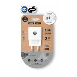 Tech One Tech Chargeur USB-C + USB-A 12 W Blanc