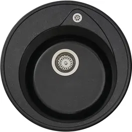 Stradour RONDA Évier à encastrer 1 bac en SMC noir pailleté Ø 49 cm, vidage manuel