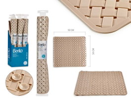 Berilo Tapis Antidérapant Tressé PVC 50x50 cm Beige (Set de 12)