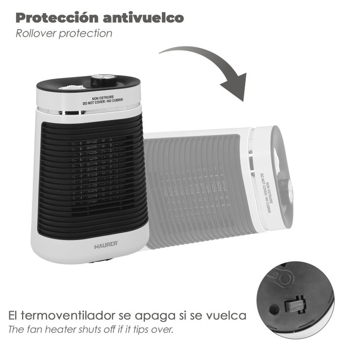 MAURER Thermoventilateur Céramique Oscillant 1000/1500W
