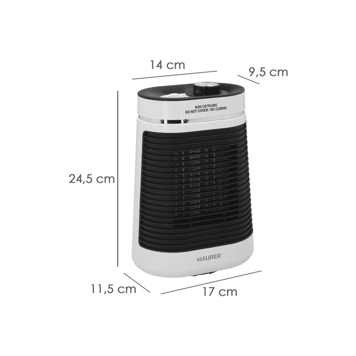 MAURER Thermoventilateur Céramique Oscillant 1000/1500W